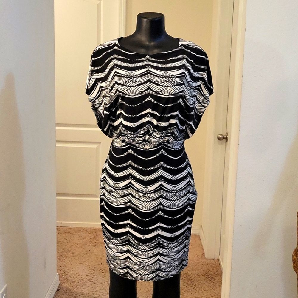 ENFOCUS STUDIO CAP SLEEVE ROUNDNECK ABOVE THE KNEE LENGTH WOMEN"S DRESS